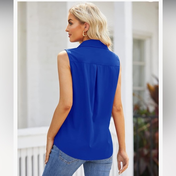 H&M electric blue button up, size 2 - Picture 2 of 7